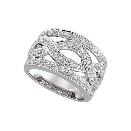 14K White Gold White Diamond Infinity Style Ring - 0.5 Cttw (H,I1)