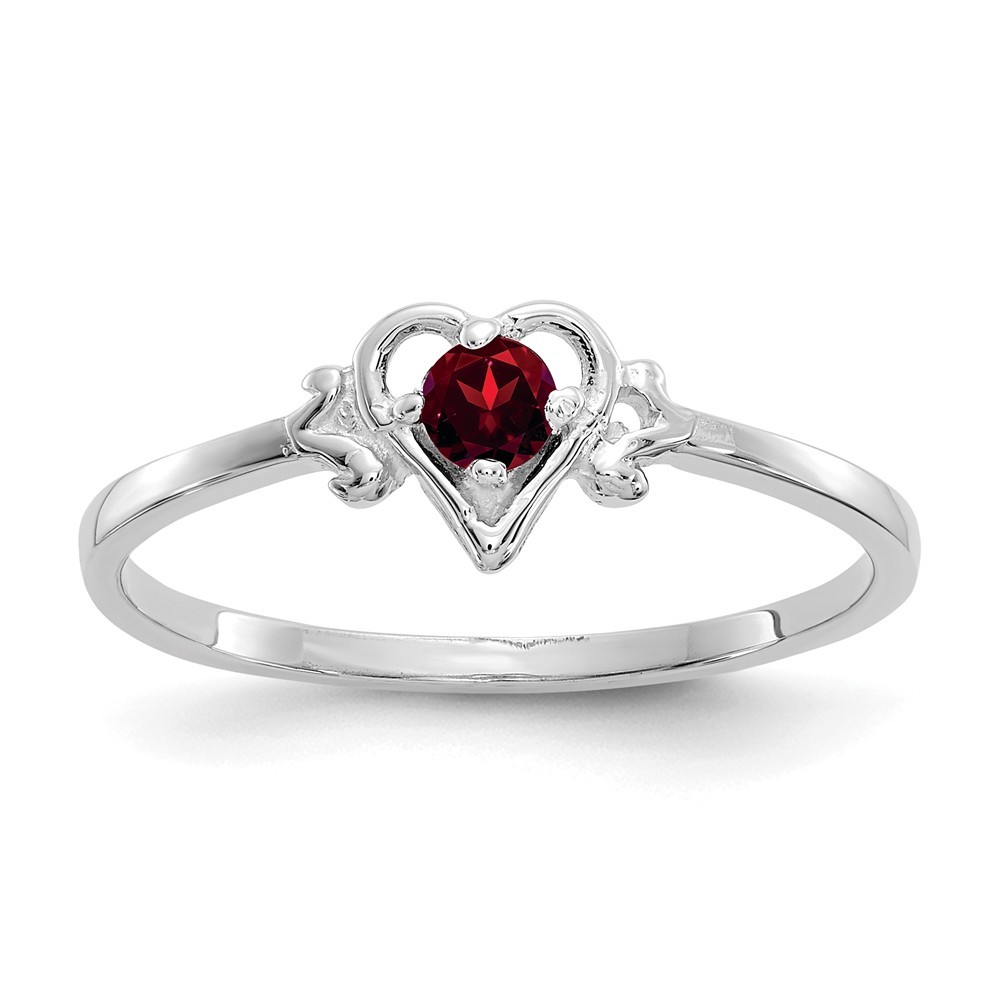 14k White Gold Polished January Love Heart Ring Size 7.00 Jewelry Gifts for Women - 1.0 Grams