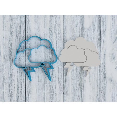 Storm Cloud with Lightning Cookie Cutter / Sugar Cookie / Fondant / Clay (0036)