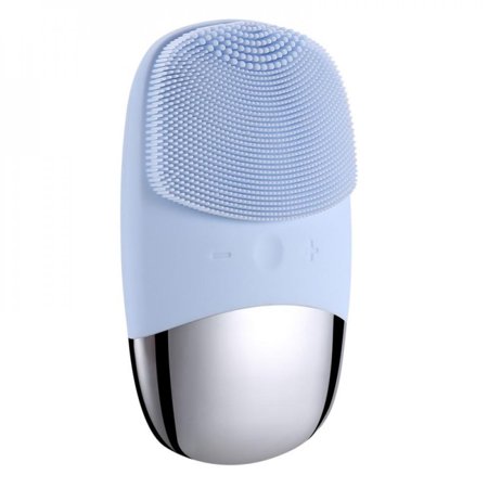 MEROTABLE Mini USB Electric Face Cleaner Waterproof Rechargeable Massage Brush Blue