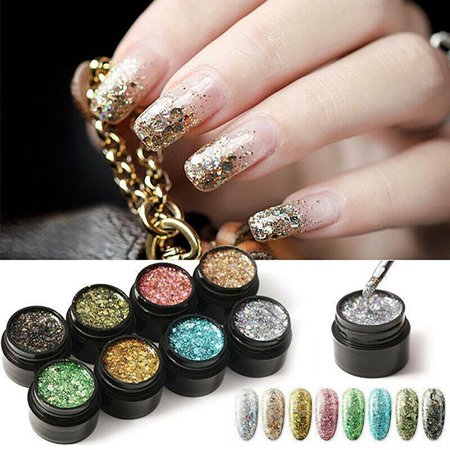 Sunnymall 5ml Sequin Glue Bright Nail Art Gel Polish Lasting UV Fingernails Glitter Decor  Color#1253