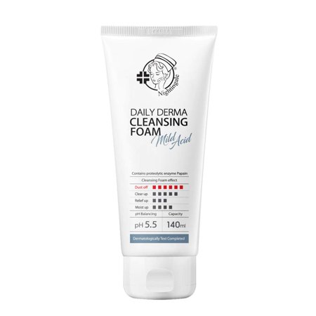 Daily Derma Cleansing Foam Mild Acid | Low PH Foaming Cleanser for Oily  Dry  Sensitive  Acne Prone Skin | Moisture Facial Wash | 140ml / 4.73 Fl. Oz