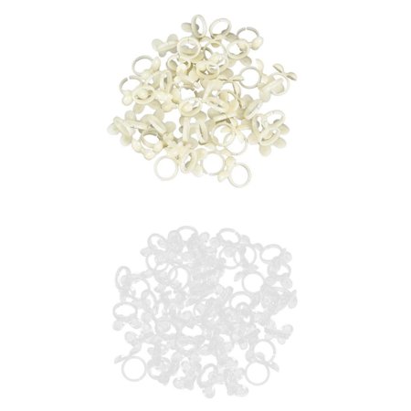 100 Pieces White + 100x Clear Butterfly UV Gel Pops Display Nail Art Ring