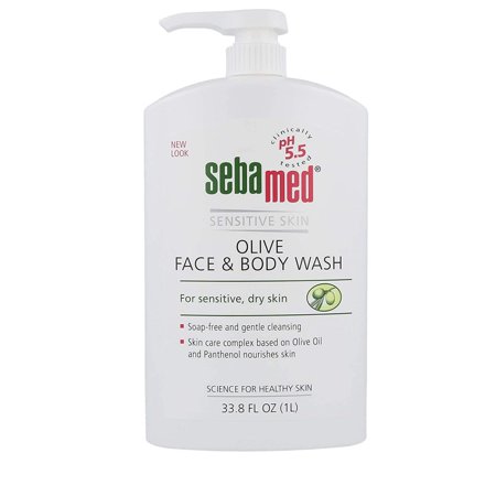 Sebamed Olive Face and Body Wash with Pump for Sensitive and Delicate Skin PH 5.5 Ultra Mild Dermatologist Recommended Cleanser 33.8 Fluid Ounces (1 L