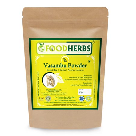 Foodherbs Vacha/Sweet Flag/Vasambu/Acorus Calamus Root Powder (200 Gm/0.44 Lbs) for Dandruff and Lice  100% Natural Treatment for Hairfall  Helps in H