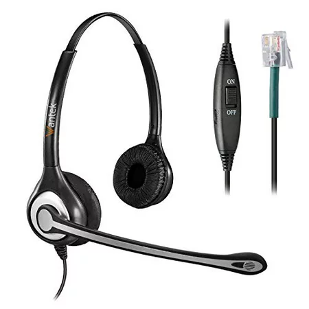 Wantek Corded Telephone Headset RJ9 W/Noise Cancelling Mic  Office Phone Headset Compatible with Polycom VVX310 VVX410 VVX411 Avaya 1416 Mitel 5330 Sh