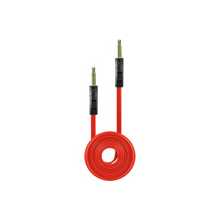 Tangle Free Flat Wire Car Audio Stereo Auxiliary Aux Cord Cable Adapter for HTC Windows Phone 8X HTC 6990 HTC Zenith(at & T  T Mobile  Verizon) - Ligh