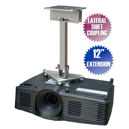 PCMD, LLC - Projector Ceiling Mount Compatible with Epson EMP-7800 EMP-7850 EMP-7900 EMP-7950 (Lateral Shift 12-Inch Ext) - Aluminum