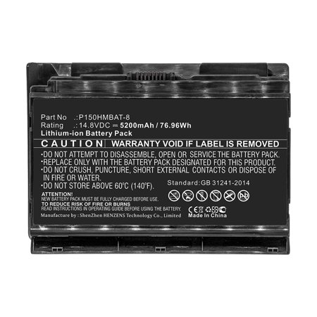 Synergy Digital Laptop Battery  Compatible with Terrans Force X511-6990-6 Laptop  (Li-ion  14.8V  5200mAh)  Replacement for Clevo 6-87-X510S-4D7  6-87