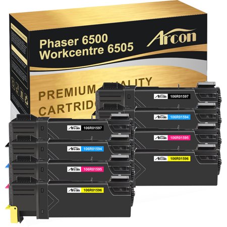 Arcon 8-Pack Compatible Toner Replacement for Xerox 106R01597 Phaser 6500 6500N 6500DN WorkCentre 6505 Printers (2K2C2M2Y)
