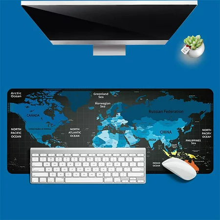Hazel Tech Map Gaming Mouse Pad  Extended Mouse Pad  XXL Large Big Computer Keyboard Mouse Mat Desk Pad with Non-Slip Base and Stitched Edge