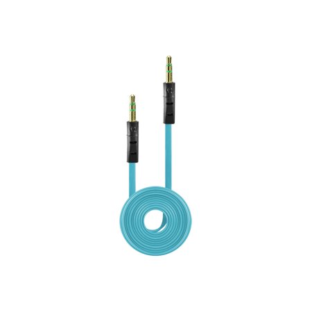 Tangle Free Flat Wire Car Audio Stereo Auxiliary Aux Cord Cable Adapter for HTC Windows Phone 8X HTC 6990 HTC Zenith(at & T  T Mobile  Verizon) - Sky 