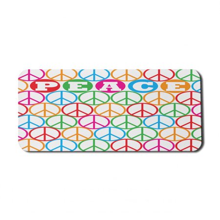 Retro Computer Mouse Pad  Colorful Internationally Recognized Peace Sign Letters Counter Culture Print  Rectangle Non-Slip Rubber Mousepad X-Large  35