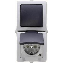 Kopp Ausschalter, Wechselschalter, Schutzkontakt-Steckdose Mit Klappdeckel Nautic Grau 138556008 (138556008)