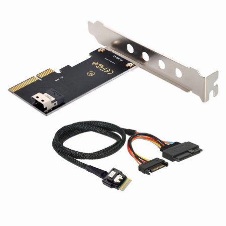 Cablecc PCI-E 3.0 4.0 to SFF-8654 Slimline SAS Card Adapter and U.2 U2 SFF-8639 NVME PCIe SSD Cable for Mainboard SSD
