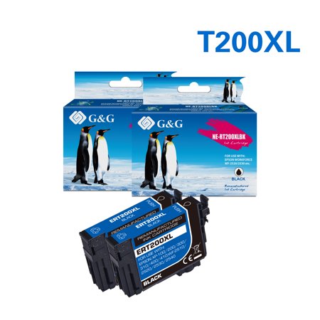 G&G 200XL T200XL Ink Cartridge Used for Epson Workforce WF-2540 Expression XP-410 Black 2-Pack