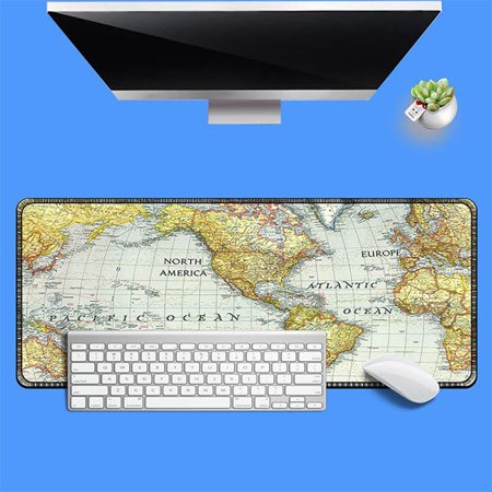 Map Gaming Mouse Pad  Extended Mouse Pad  XXL Large Big Computer Keyboard Mouse Mat Desk Pad with Non-Slip Base and Stitched Edge