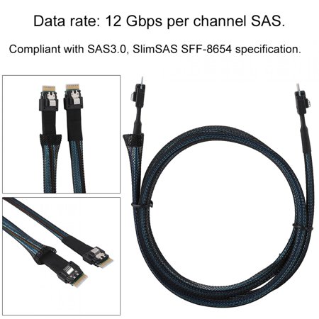 EBTOOLS Mini SAS Cable 38pin SAS SFF-8654 to SFF-8654 Cable Server HDD Data Transmission Cable(1M)