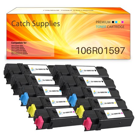 Catch Supplies 10-Pack Compatible Toner for Xerox 106R01597 Work with Phaser 6500 6500N 6500DN WorkCentre 6505 6505N 6505DN Printer Ink (4*Black 2*Cya