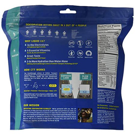 Liquid I.V.Hydration Multiplier Electrolyte Powder Easy Open Packets Supplement Drink Mix(Passion Fruit 30 Count)