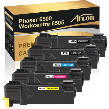 Arcon 5-Pack Compatible Toner Replacement for Xerox 106R01597 Phaser 6500 6500N 6500DN WorkCentre 6505 Printers (2KCMY)