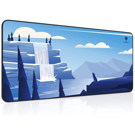 Extended Gaming Mouse Pad  Large XXL Mouse Mat with Stitched Edge  Blue Desk Mat for Computer Keyboard  Laptop & PC  Non-Slip Natural Rubber Base