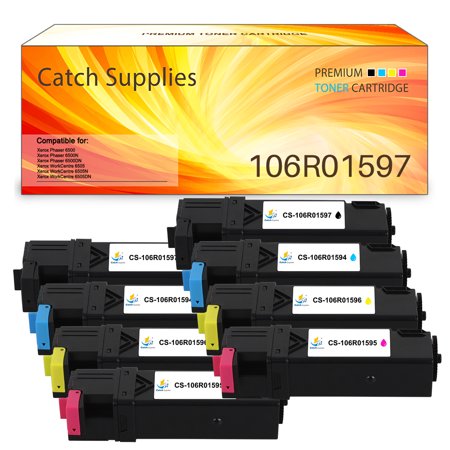 Catch Supplies 8-Pack Compatible Toner for Xerox 106R01597 Work with Phaser 6500 6500N 6500DN WorkCentre 6505 6505N 6505DN Printer Ink (2*Black 2*Cyan