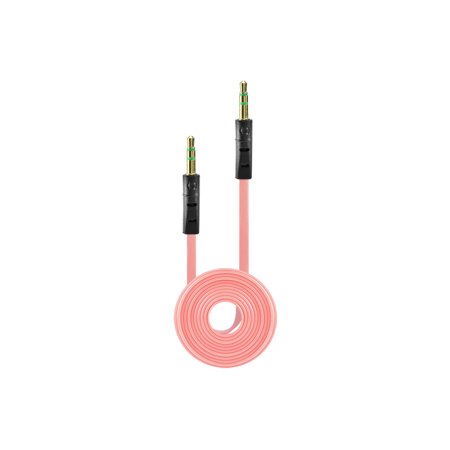Tangle Free Flat Wire Car Audio Stereo Auxiliary Aux Cord Cable Adapter for HTC Windows Phone 8X HTC 6990 HTC Zenith(at & T  T Mobile  Verizon) - Ligh