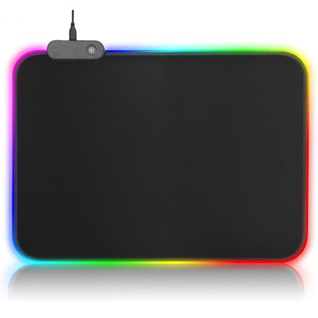 RGB Gaming Mouse Pad  14 Light Modes LED Soft Extra Extended Large Mousepad  Non-Slip Rubber Base Computer Keyboard Mouse Mat with Durable Stitched Ed