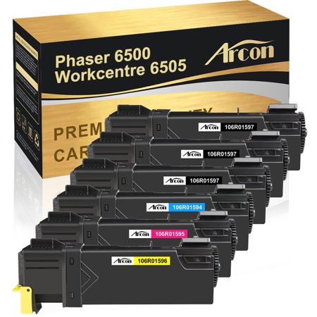 Arcon 6-Pack Compatible Toner Replacement for Xerox 106R01597 Phaser 6500 6500N 6500DN WorkCentre 6505 Printers (3KCMY)