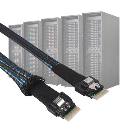 Tebru Cabledeconn SAS 38pin SFF-8654 to SFF-8654 Server HDD Data Transmission Cable SS