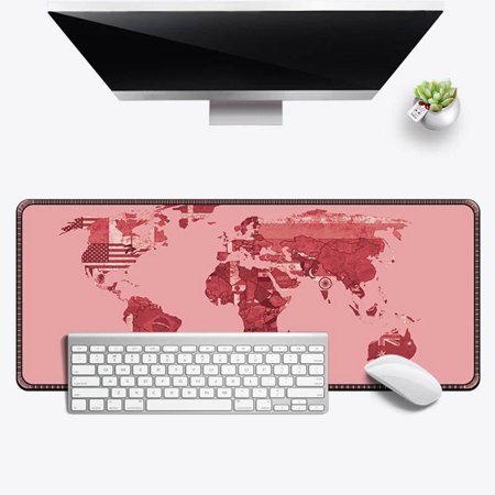 Hazel Tech Map Gaming Mouse Pad  Extended Mouse Pad  XXL Large Big Computer Keyboard Mouse Mat Desk Pad with Non-Slip Base and Stitched Edge