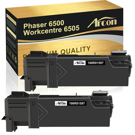 Arcon 2-Pack Compatible Toner Printer Ink for Xerox 106R01597 Phaser 6500 6500N 6500DN WorkCentre 6505 Printers (Black)