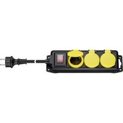 Wentronic Goobay Steckdosenleiste Spritzwassergeschützt 3 M, 3x Schutzkontaktbuchse (Typ F, CEE 7/4), Schwarz-Gelb - 3x Schutzkontaktbuchse Mit Schut