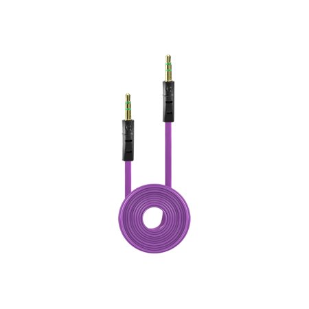 Tangle Free Flat Wire Car Audio Stereo Auxiliary Aux Cord Cable Adapter for HTC Windows Phone 8X HTC 6990 HTC Zenith(at & T  T Mobile  Verizon) - Purp