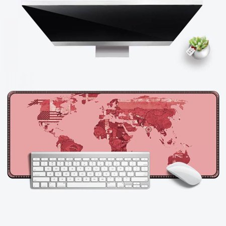 Map Gaming Mouse Pad  Extended Mouse Pad  XXL Large Big Computer Keyboard Mouse Mat Desk Pad with Non-Slip Base and Stitched Edge for Home Office Gami