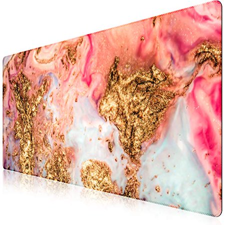 ICasso Desk Mat  Extended Gaming Mouse Pad (35.4x15.7 in)  Large Non-Slip Rubber Base Mousepad with Stitched Edges  Waterproof Keyboard Mouse Mat Desk