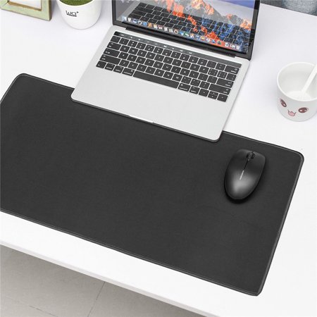 Large Gaming Mouse Pad with Stitched Edges High Elasticity Natural Rubber Desk Pad Protector Office Desk Mat Non-Slip Desk Pad 34.5 X 11.8 in  Black