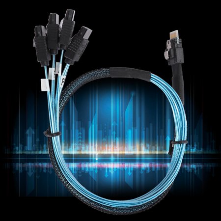 EBTOOLS 12Gbps Connecting Line MINI SAS 38p SFF‑8654 to 4 X Server Data Transmission Cable SFF‑8654 to 4xSata Cable Data Transmission Cable