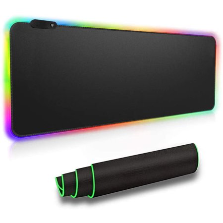 Large RGB Gaming Mouse Pad - 8 Light Modes Extended Computer Keyboard Mat with Durable Stitched Edges and Non-Slip Rubber Base 800x300mm