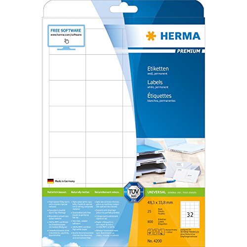 Herma Premium Labels A4 33.8mm 25pc - 33.8x48.3mm