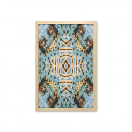 Hippie Wall Art with Frame  Close up Effect Hippie Motif Maya Clan in Dirt Tones Counter Culture Print  Printed Fabric Poster for Bathroom Living Room