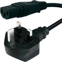 HAWA 1008245 C13/C14 Cable BlaC.K 2m UK Plug 318A BSI Approved Fuses