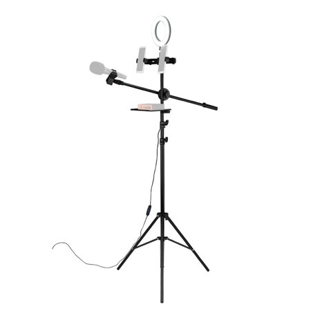 Kepooman 6.3  Selfie Ring Light Table Lamp Floor Lamp with Tripod Stand & Cell Phone Holder & Mic Stand & Pop Filter for Live Stream / Makeup Compatib