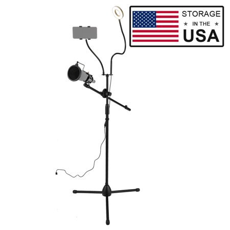 3.5  Selfie Ring Light with Tripod Stand & Cell Phone Holder & Mic Stand & Pop Filter for Live Stream / Makeup Compatible with iPhone and Android Smar