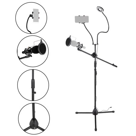 3.5  Selfie Ring Light with Tripod Stand & Cell Phone Holder & Mic Stand & Pop Filter for Live Stream / Makeup Compatible with iPhone and Android Smar