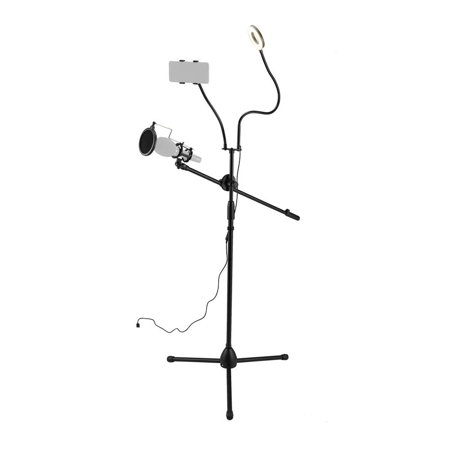 3.5  Selfie Ring Light with Tripod Stand & Cell Phone Holder & Mic Stand & Pop Filter for Live Stream / Makeup Compatible with iPhone and Android Smar
