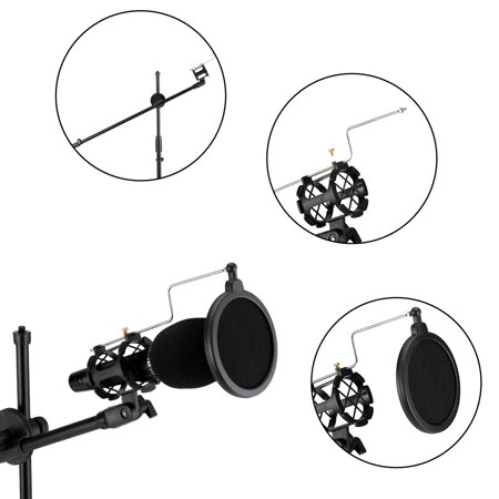 AUTCARIBLE 3.5  Selfie Ring Light with Tripod Stand Cell Phone Holder Mic Stand Pop Filter for Live Stream / Makeup Compatible with iPhone and Android
