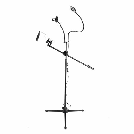 Famure 3.5  Selfie Ring Light with Tripod Stand & Cell Phone Holder & Mic Stand & Pop Filter for Live Stream / Makeup Compatible with iPhone and Andro