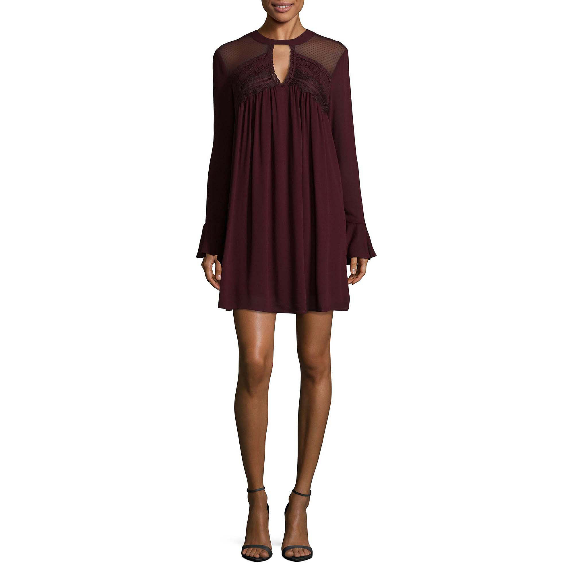 Hint of Mint Long Sleeve a-Line Dress-Juniors
